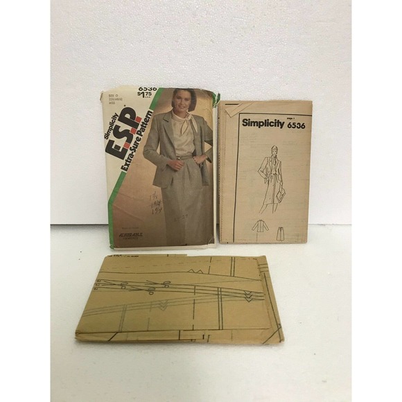 Simplicity 6536 ESP Extra Sure Pattern Misses Unlined Jacket Slim Skirt Sewing - Picture 8 of 8